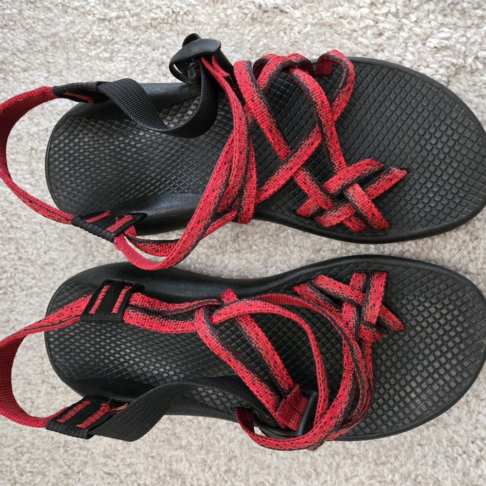 Red and Black Strappy Sandals